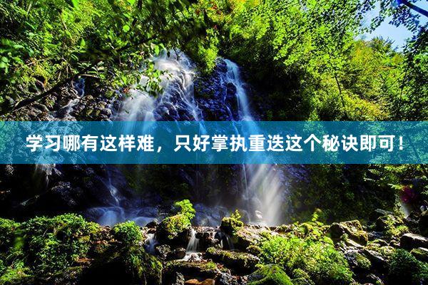学习哪有这样难,只好掌执重迭这个秘诀即可!