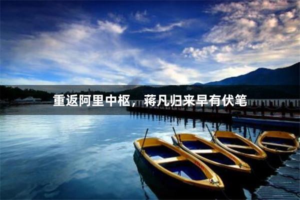重返阿里中枢，蒋凡归来早有伏笔